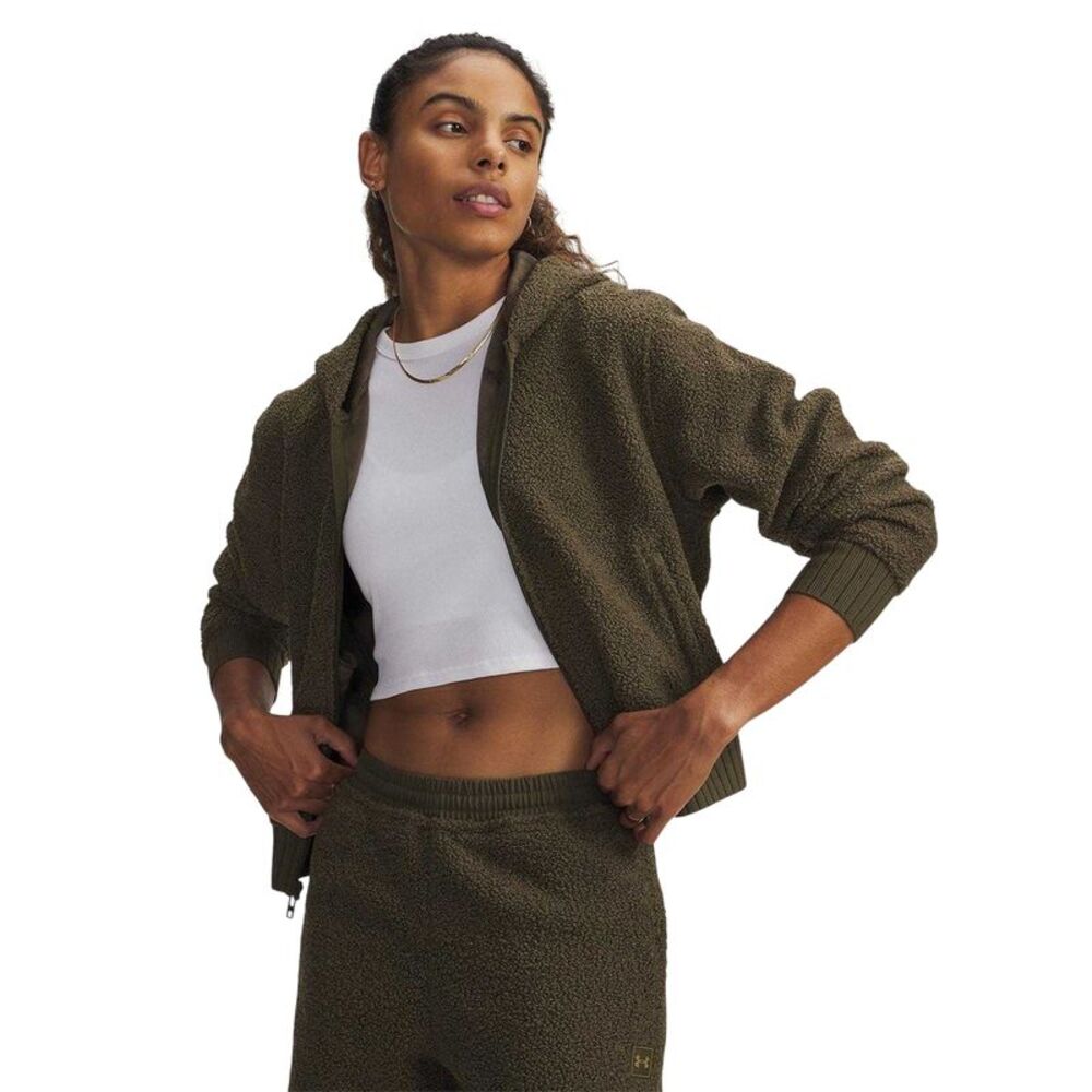 Under Armour Womens/Ladies High Pile Cropped Fleece Jacket / Green